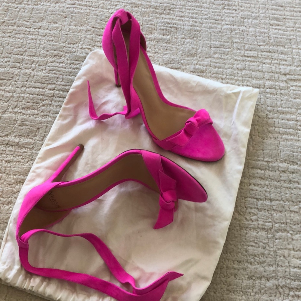 Alexandre Birman Clarita high heel new sandal in suede leather fuchsia
